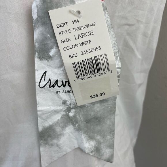 NWT Crave Fame White Shoulder Less Top Size L - Picture 5 of 7